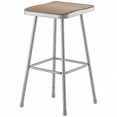 NATIONAL PUBLIC SEATING 6330 Square Stool Welded Tube Leg Grey 30 H
