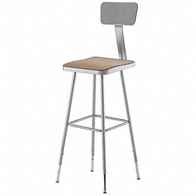 NATIONAL PUBLIC SEATING 6330HB Square Stool Adjustable Legs Grey 44 H