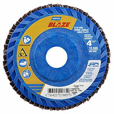 NORTON 63642501865 Flap Disc Ceramic Type 27 4 1/2 dia
