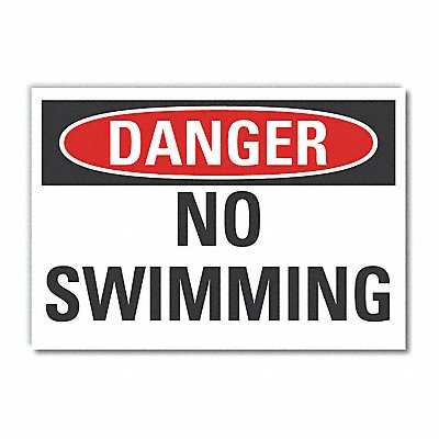 LYLE LCU40343RD10X7 No Swimming Danger Reflective Label 7inx10in
