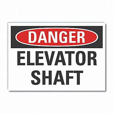 LYLE LCU40368RD7X5 Elevator Hazard Danger Reflective Label 5x7in