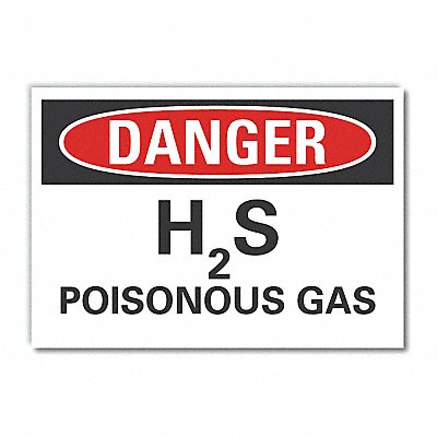 LYLE LCU40421ND14X10 H(2)S Poisonous Gas Danger Lbl 10x14in
