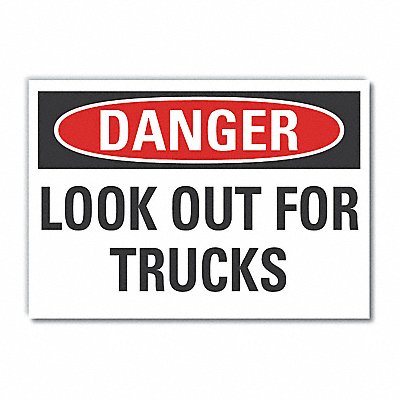 LYLE LCU40426ND7X5 Traffic Safety Danger Lbl 5x7in Polyest