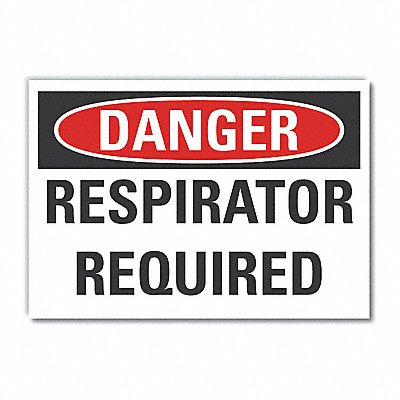 LYLE LCU40427RD10X7 Respirator required Danger Reflective Label 7x10in