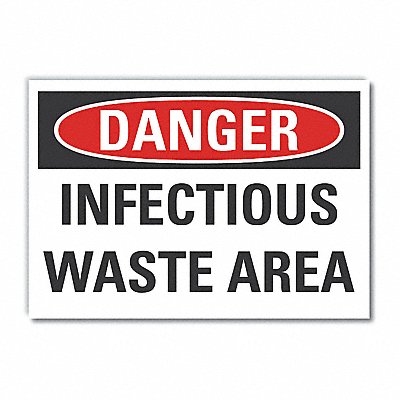 LYLE LCU40448ND10X7 Infectious Waste Danger Lbl 7x10in