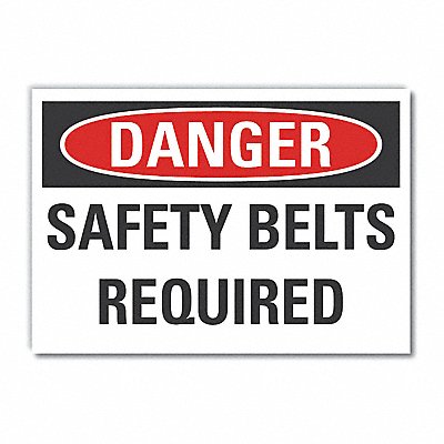 LYLE LCU40451RD10X7 Safety Belt Danger Reflective Label 7inx10in