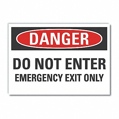 LYLE LCU40521ND14X10 Emrgncy Exit Danger Label 10x14in Polyes