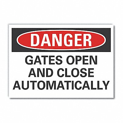 LYLE LCU40535RD5X35 Gate Operation Danger Label 3 1/2x5in