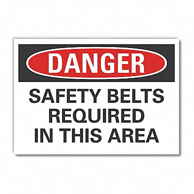 LYLE LCU40536RD5X35 Safety Belt Danger Reflective Label 3.5x5in
