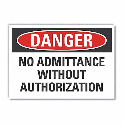 LYLE LCU40545RD14X10 No Admittance Danger Reflective Label 10x14in