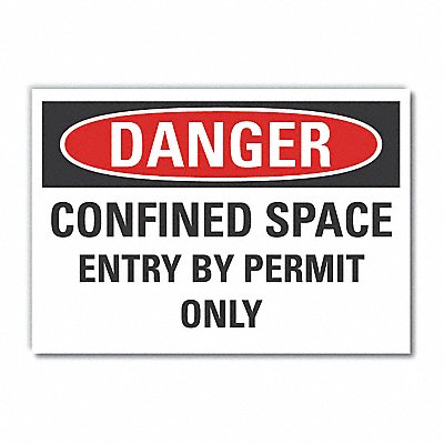 LYLE LCU40546ND5X35 Confined Space DangerLbl 3.5x5in Polyest