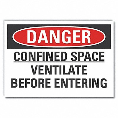 LYLE LCU40583RD10X7 Confined Space Danger Reflective Label 7x10in