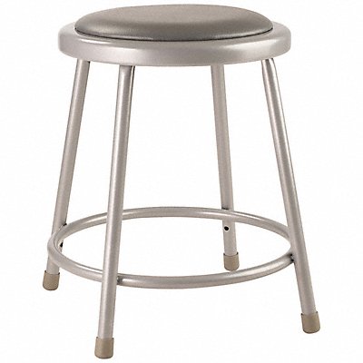 NATIONAL PUBLIC SEATING 6418 Round Stool Welded Tube Leg Grey 18 H