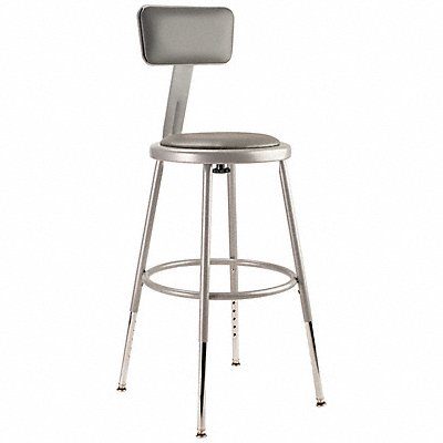 NATIONAL PUBLIC SEATING 6418HB Round Stool Adjustable Legs Grey 32 H
