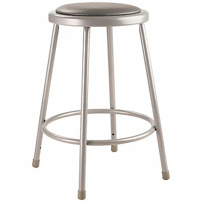 NATIONAL PUBLIC SEATING 6424 Round Stool Welded Tube Leg Grey 24 H