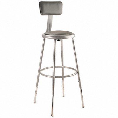 NATIONAL PUBLIC SEATING 6424HB Round Stool Adjustable Legs Grey 38 H