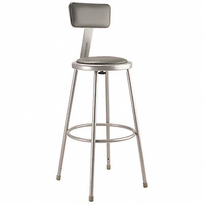 NATIONAL PUBLIC SEATING 6430B Round Stool Welded Tube Leg Grey 43 H