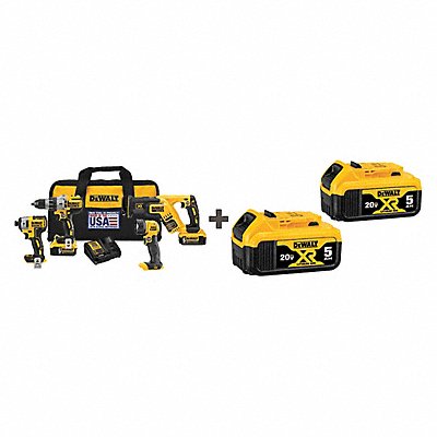 DEWALT DCK494P2DCB2052 Cordless Combination Kit 4 Tools 20V DC