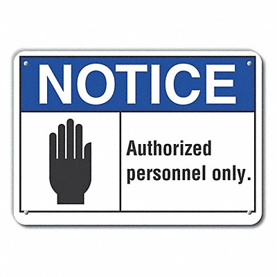 LYLE LCU50007NA14X10 Auth Personnel Notice Sign 10x14in Alum
