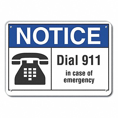 LYLE LCU50018RA14X10 Reflective Emergency Notice Sign 10x14in Alum