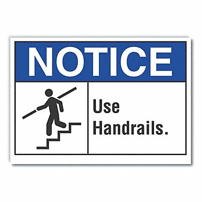 LYLE LCU50020ND14X10 Handrail Notice Lbl 10inx14in Polyester