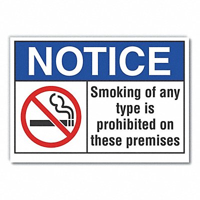 LYLE LCU50030RD14X10 No Smoking Notice Reflective Label 10inx14in