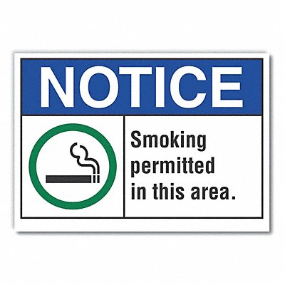 LYLE LCU50032RD5X35 Smoking Area Notice Reflective Label 3.5x5in