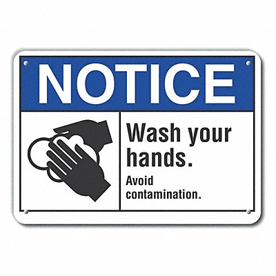 LYLE LCU50034RA10X7 Reflective Wash Hands Notice Sign 7x10in Alum