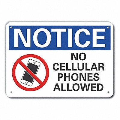 LYLE LCU50045NA14X10 Aluminum No Phone Notice Sign 10x14in