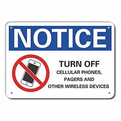 LYLE LCU50048NA10X7 Aluminum No Phones Notice Sign 7x10in