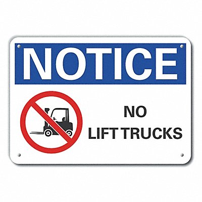 LYLE LCU50049NA14X10 Alum Lift Truck Traffc Note Sign 10x14in