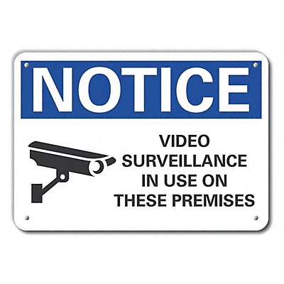 LYLE LCU50055NA14X10 Aluminum Surveillnce Notice Sign 10x14in