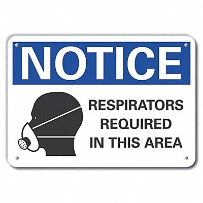 LYLE LCU50074NP14X10 Respirator Required Notice Sign 10x14in