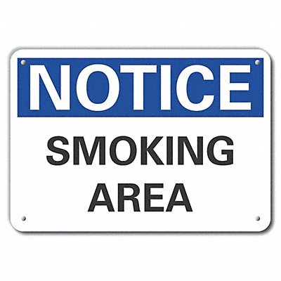 LYLE LCU50081NA14X10 Alum Smoking Area Notice Sign 10x14in