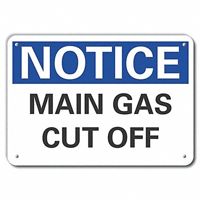 LYLE LCU50098NA14X10 Aluminum Gas Cut Off Notice Sign 10x14in