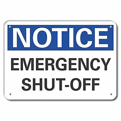 LYLE LCU50105RA14X10 Emrgcy Shut Off Notice Sign 10x14in Alum