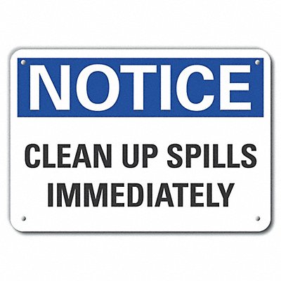 LYLE LCU50135NP14X10 Plstic Spill Control Notice Sign 10x14in