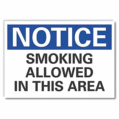 LYLE LCU50141RD10X7 Smoking Area Note Reflective Label 7inx10in