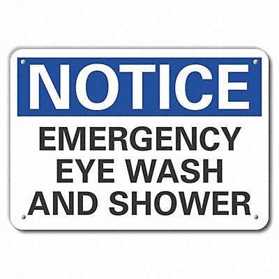 LYLE LCU50144RA10X7 Eye Wash/Shower Notice Sign 7x10in Alum