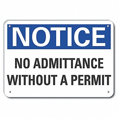 LYLE LCU50151NA14X10 Alumin No Admittance Notice Sign 10x14in