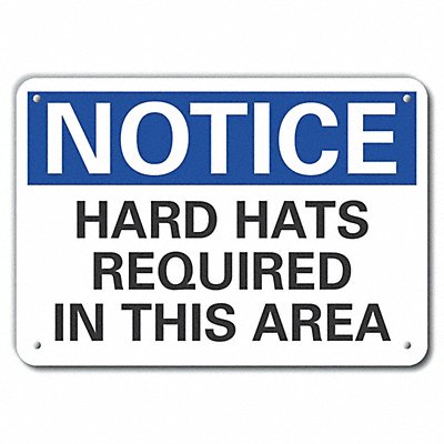 LYLE LCU50155RA14X10 Reflective Hard Hat Notice Sign 10x14in Alum