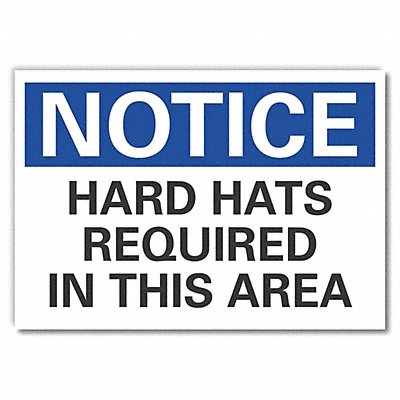 LYLE LCU50155ND5X35 Hard Hat Notice Label 3.5x5in Polyester