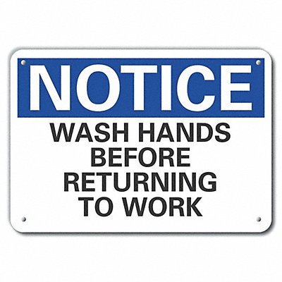 LYLE LCU50169RA10X7 Reflective Wash Hands Notice Sign 7x10in Alum