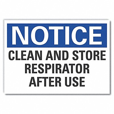LYLE LCU50176ND5X35 Respirator Required Notice Lbl 3.5x5in