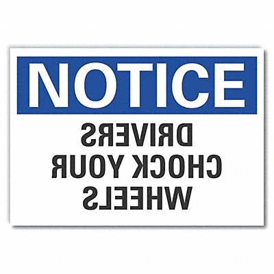 LYLE LCU50177RD14X10 Chock Wheels Notice Reflective Label 10inx14in