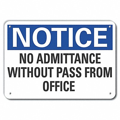 LYLE LCU50190NA14X10 Alumin No Admittance Notice Sign 10x14in