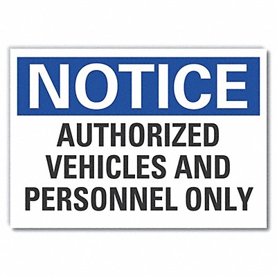 LYLE LCU50192ND7X5 Authorized Use Notice Label 5 in x 7 in
