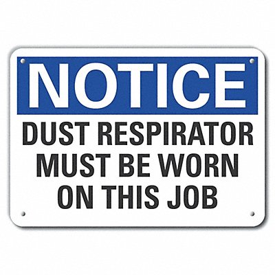 LYLE LCU50195NP14X10 Dust Mask Notice Sign 10x14in Plastic