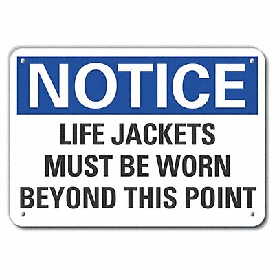 LYLE LCU50210NA14X10 Life Jackets Notice Sign 10inx14in Alum