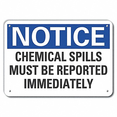 LYLE LCU50213RA14X10 Reflective Chemicals Notice Sign 10x14in Alum